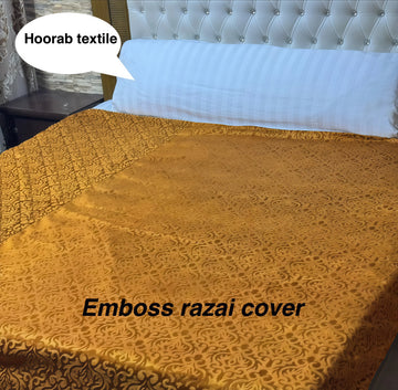 King Size Emboss Razai Cover – Premium Textured Bedding (Golden)