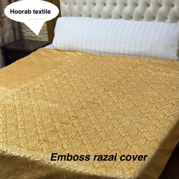 King Size Emboss Razai Cover – Premium Textured Bedding (Camel)