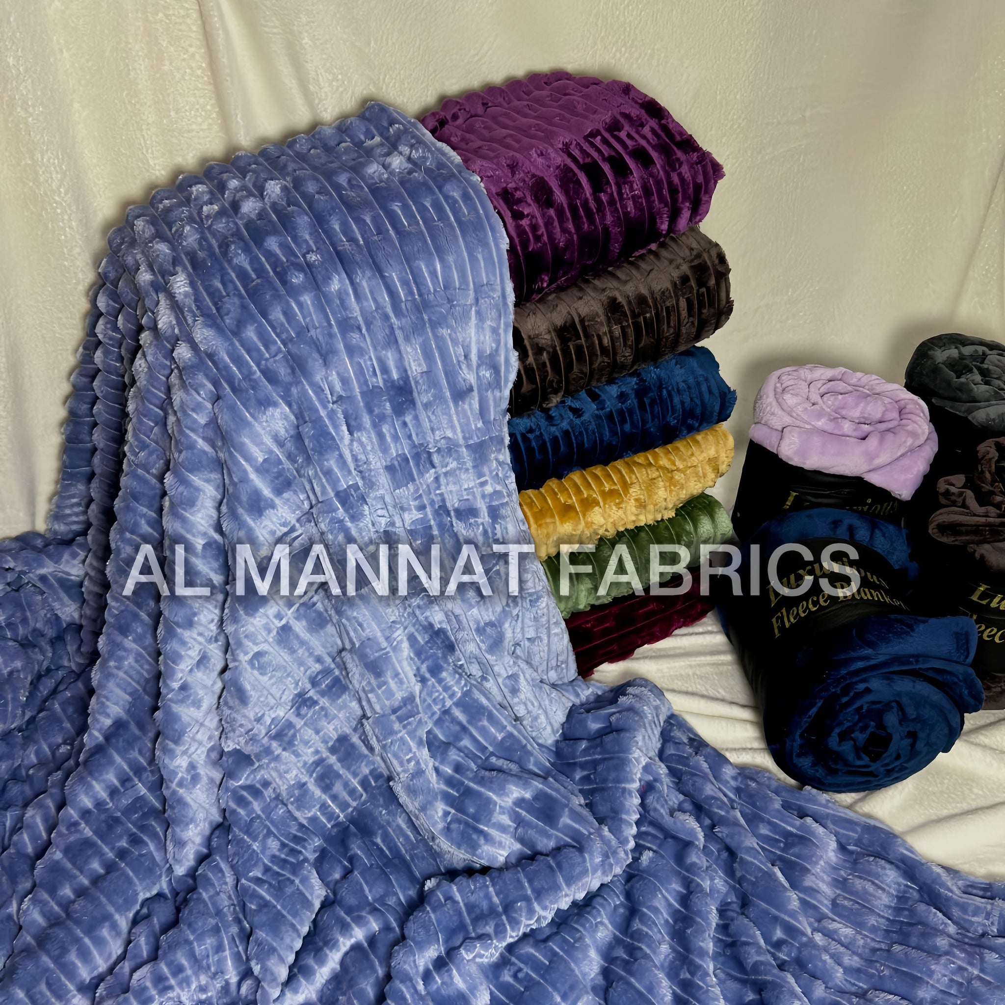 Flannel Fleece Embossed Plain Blanket-Sky-Blue