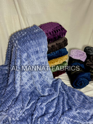 Flannel Fleece Embossed Plain Blanket-Sky-Blue