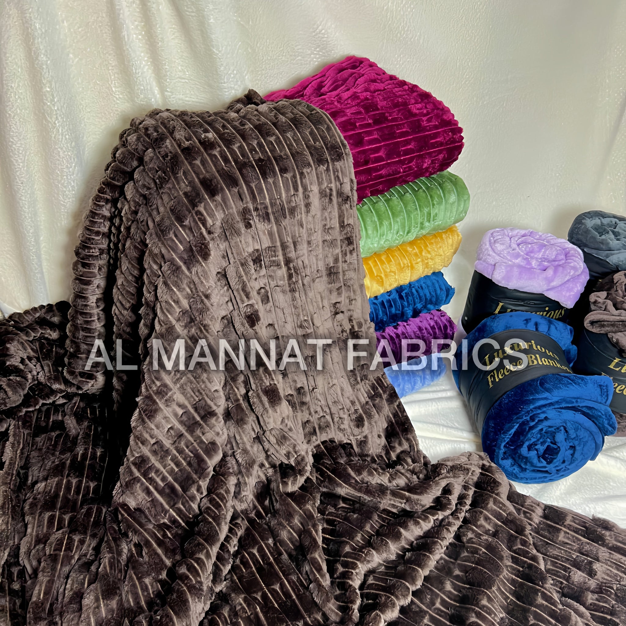 Flannel Fleece Embossed Plain Blanket-DRAK-BROWN