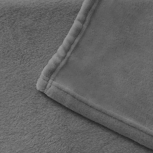 Flannel Fleece Plain Blanket-Light Grey
