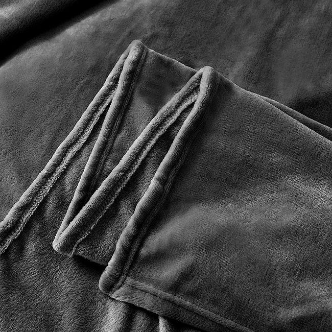 Flannel Fleece Plain Blanket-Dark Grey