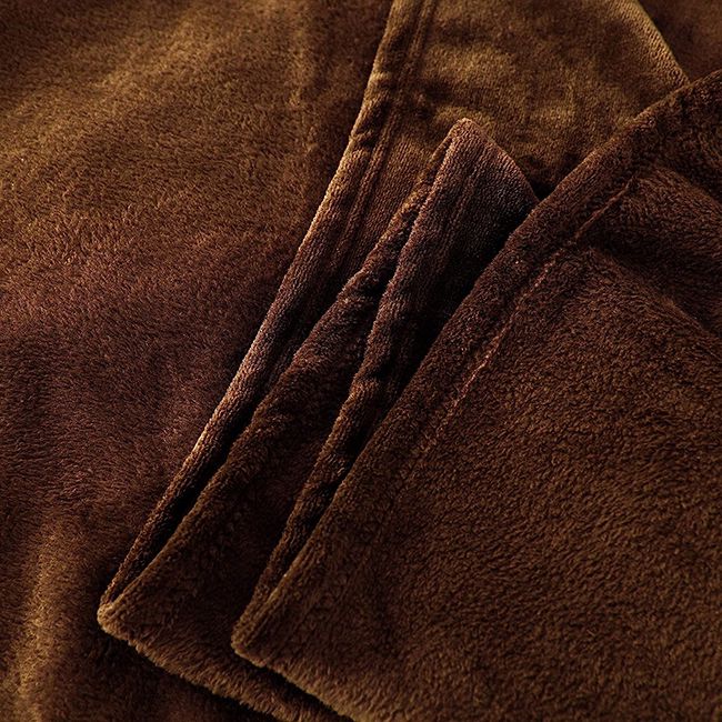 Flannel Fleece Plain Blanket-Dark Brown