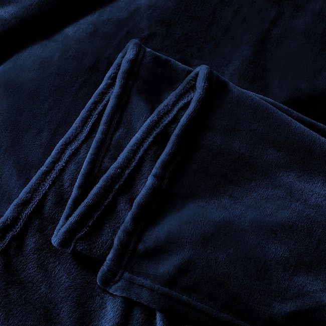 Flannel Fleece Plain Blanket-Navy Blue