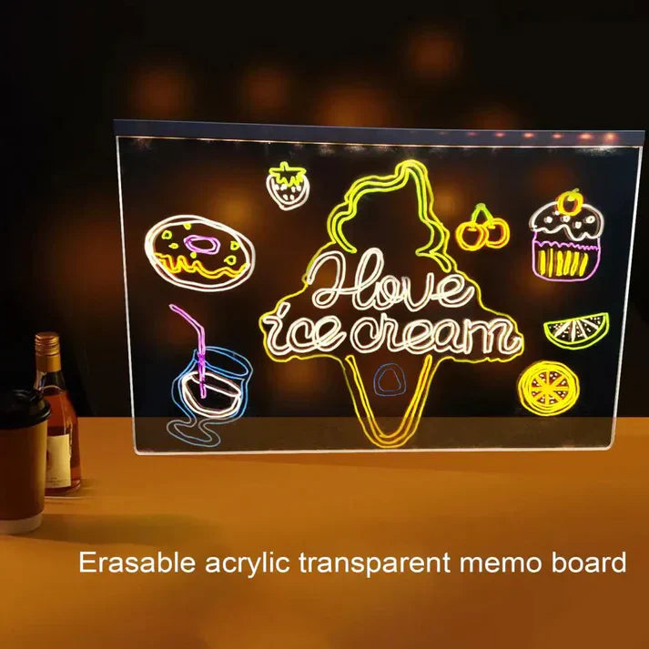 LED Light-Up Writing Board with Markers – Colorful Writing Pad with Stand & Erasable Pens for Kids